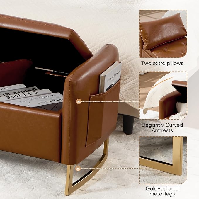 48" End of Bed Bench, Modern Storage Benches - Image 5