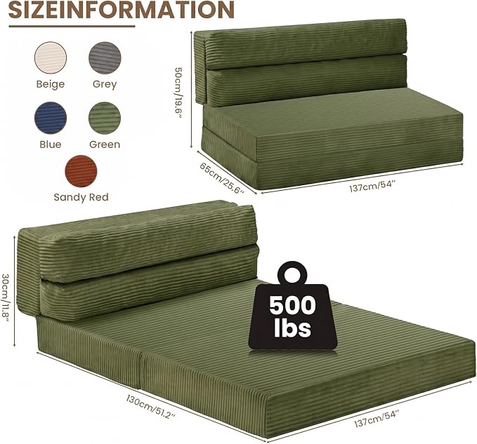 JUIKURY Folding Sofa Bed, Convertible Sleeper Chair - Image 2