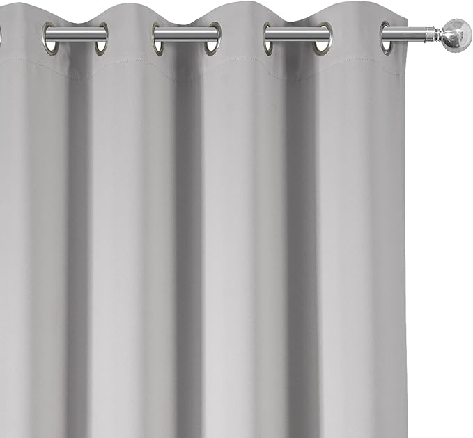 Blackout Curtains 52 x 108 inch/Light Grey Curtains Set of 2 Panels/Thermal - Image 7