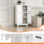 YAUWOH White Bathroom Floor Cabinet, Metal Storage Cabinet - Image 7