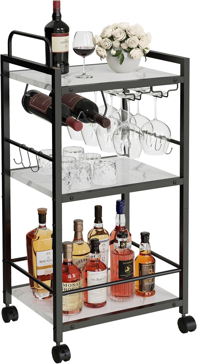 Bar Cart for The Home, 3 Tier Kitchen Carts by VANTIMO