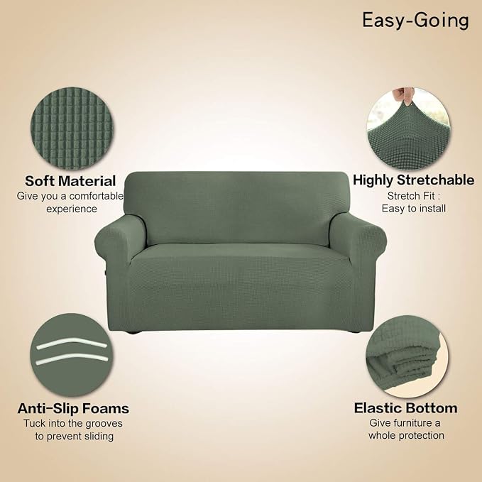 Easy-Going Stretch 4 Seater Oversized Sofa Couch Cover Greyish Green | 1-Piece - Image 4