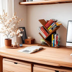 Godferyxin Tree Bookshelf, Small Bookshelf, 3 Tier Wood Mini Book Shelf and - Image 5