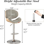 KCC Bar Stools Set of 4, Swivel Adjustable Height Barstools, PU Leather - Image 3