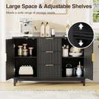 47.2" W Storage Cabinet with 3 Drawers, Fluted Buffet Cabinet with Storage - Image 4