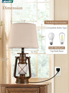 LEDIARY 18.72" LED Vintage Lantern Flickering Flame Table Lamps - Image 5