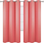 Coral Thermal Blackout Curtains/42 x 72 Inch/Set of 2 Panels Room Darkening by Lemomo