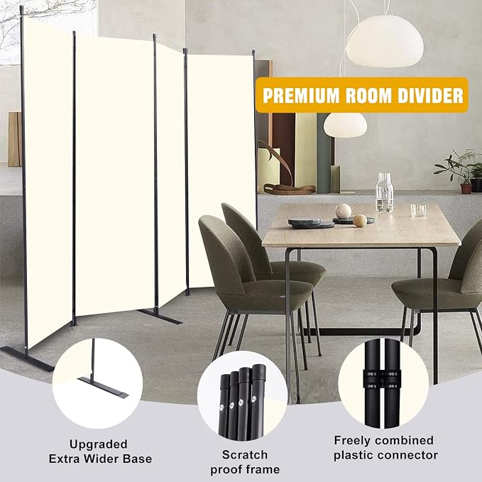 Room Divider 6FT Portable Room Dividers and Folding Privacy Screens, 4 Panel - Image 3