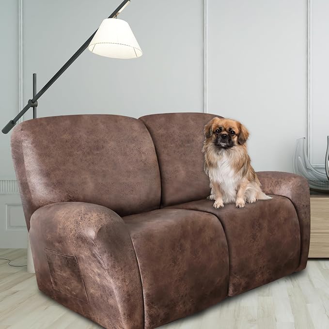 ANARACHON Loveseat Recliner Cover Leather Look Recliner Loveseat Covers - Image 2