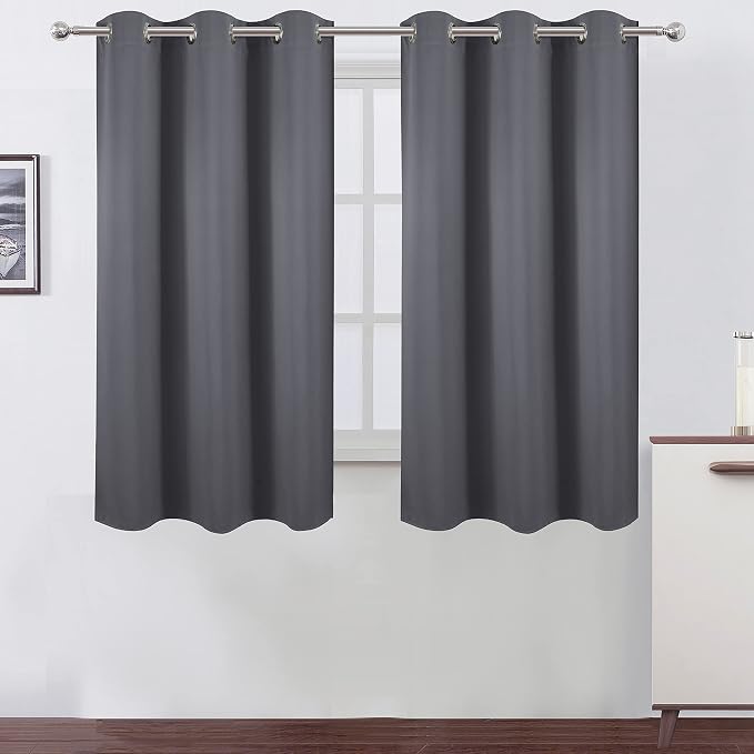 Grey Blackout Curtains for Bedroom Room Darkening Curtains/38 x 54 Inch Long by Lemomo