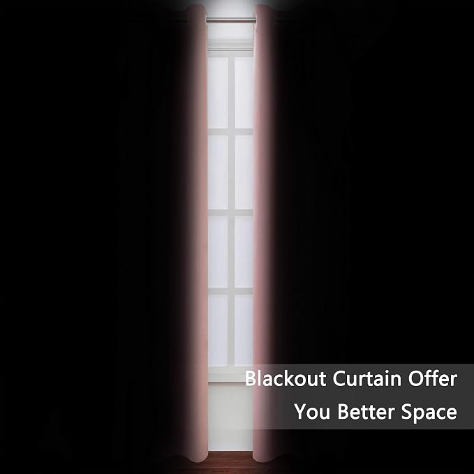 Blackout Curtains 66 x 95 inch/Pink Curtains Set of 2 Panels/Thermal Insulated - Image 3