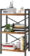 Homeiju Bookshelf, 3 Tier Industrial Bookcase, Metal Small Bookcase, Rustic by Homeiju