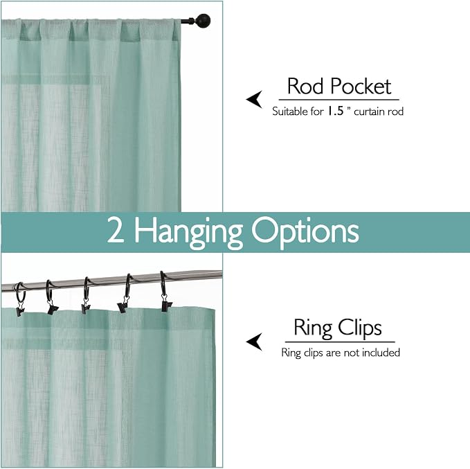 Chyhomenyc Extra Long Aqua Green Semi Sheer Curtains 120 Inches Long 2 Panels - Image 4
