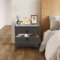 Smart Nightstand with 3 Drawers, Tri-Color Lights, Wireless Charging Port and by Hanmorfarbi