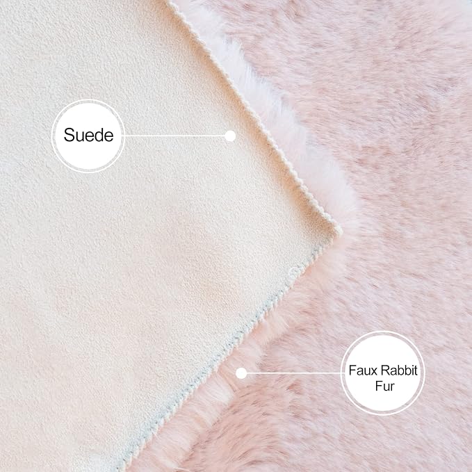 ORINOVA Pink Fluffy Shag Carpet Faux Bunny Washable Plush Fur Area Rugs - Image 6