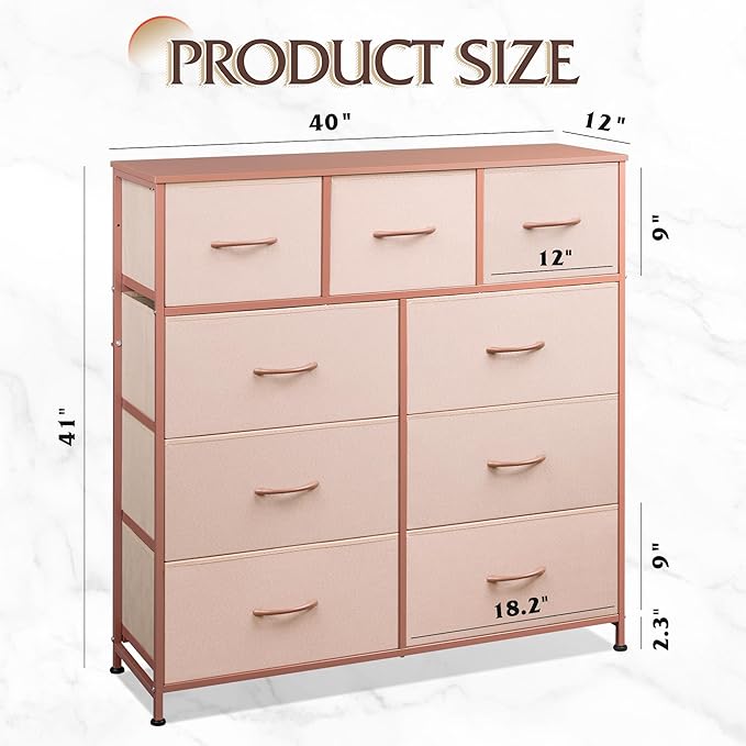 WLIVE 9-Drawer Dresser, Fabric Storage Tower - Image 3
