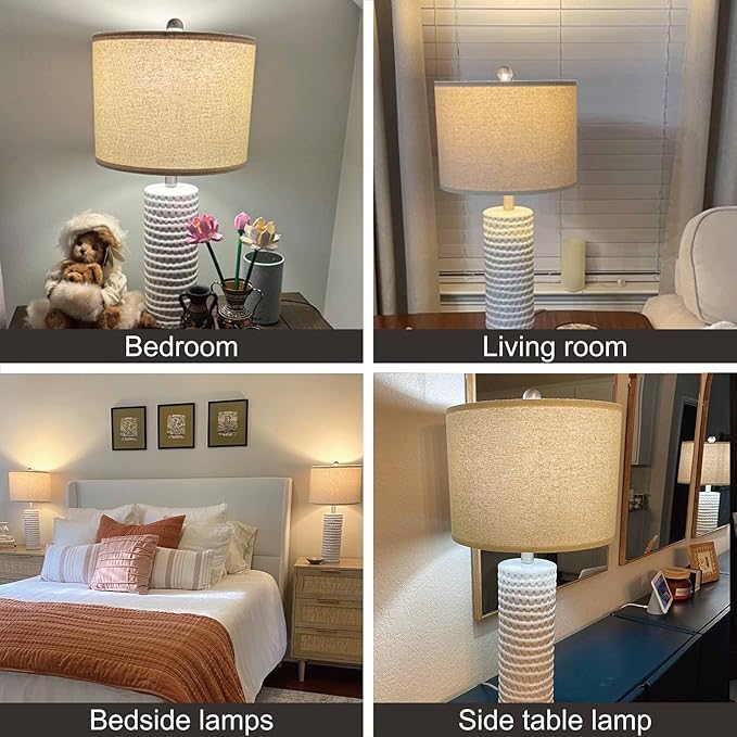 PORTRES 24" Farmhouse Ceramic Table Lamp Set of 2 - Image 3
