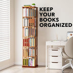 SpaceAid 6 Tier Rotating Bookshelf Tower, Bamboo Spinning Book Shelf, Revolving - Image 6