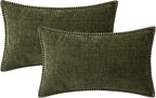 MIULEE Decorative Lumbar Throw Pillow Covers 12x20 Inch Olive Green 2 Pack | - Image 8