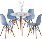 5-Piece Round Dining Table Set, Small 31.5" Kitchen Table Chairs Set of 4 Space by LECAFURHL