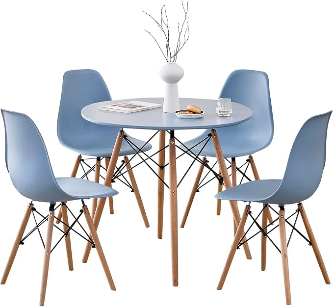5-Piece Round Dining Table Set, Small 31.5" Kitchen Table Chairs Set of 4 Space by LECAFURHL