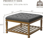 Befurtori Large Square Ottoman Coffee Table, Linen Solid Upholstered Footrest - Image 2