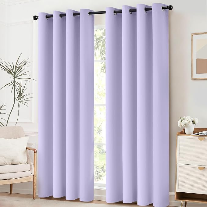 Yakamok Room Darkening Curtains 52x72 inch Length Lilac-Living Room | 2 panels - Image 2