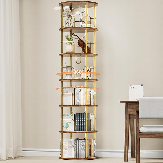 ALLSTAND 6 Tier Rotating Bookshelf, 360 ° Display Stackable Spinning Bookshelf by ALLSTAND