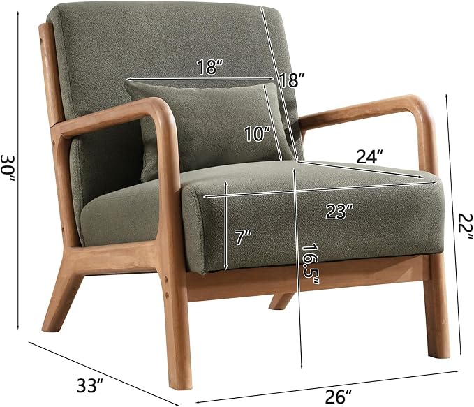 INZOY Mid Century Modern Accent Chair - Image 2