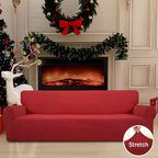 Easy-Going Stretch 4 Seater Oversized Sofa Couch Cover Christmas Red | 1-Piece - Image 2