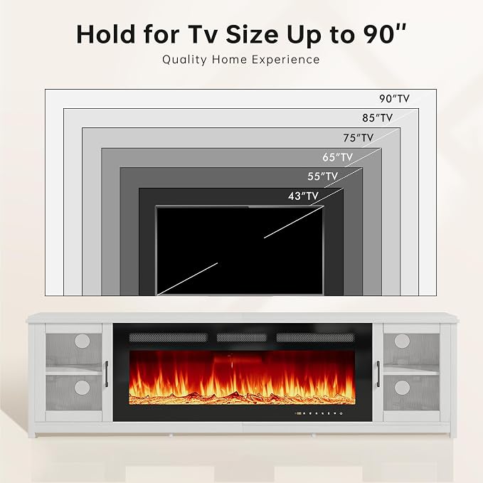 MXV 80" Fireplace TV Stand, Modern Entertainment Center - Image 7