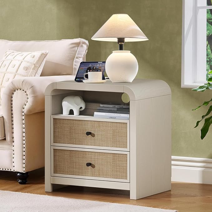 Oak&Sparrow Rattan Nightstand, 23.6'' Rattan End Table by OakSparrow
