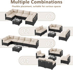 LOUVIXA 7 Piece Outdoor Patio Furniture Set, Outdoor Sectional Sofa, Wicker - Image 3