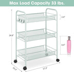 TOOLF 3-Tier Metal Rolling Cart, Mesh Wire Easy Assemble Utility Cart, Storage - Image 6