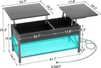 Aheaplus Black Lift-Top Coffee Table - Image 2