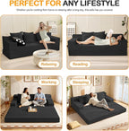 Erament 3 Seater Boneless Couch Sofa Bed, Compression Convertible Futon Floor - Image 6
