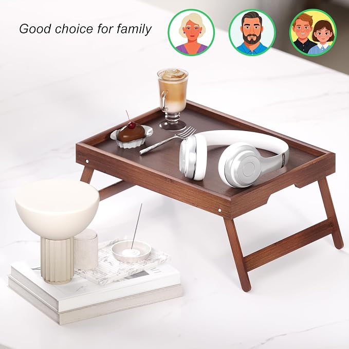 Fibogollo 4 Pack Bamboo Bed Tray Table - Image 5
