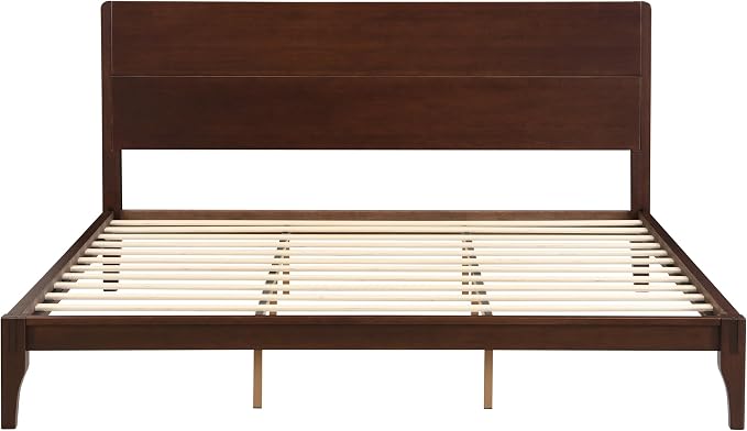 Merax King Size Bamboo Platform Bed, Mid-Century Modern Bed Frame - Image 6