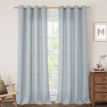 Haze Blue Linen Curtains 95 Inch Length by LAMIT