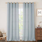 Haze Blue Linen Curtains 95 Inch Length by LAMIT