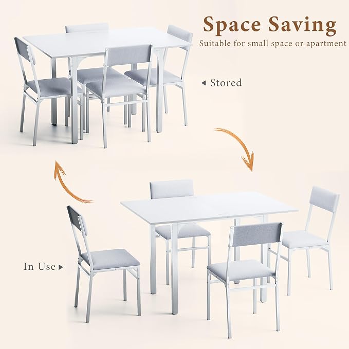 HUAHUU Dining Table Set for 4, Extendable Kitchen Table Cushion Chairs Set of 4 - Image 4