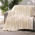 Beige Throw Blanket for Couch Sofa 60”x80” Striped Design by Unknown