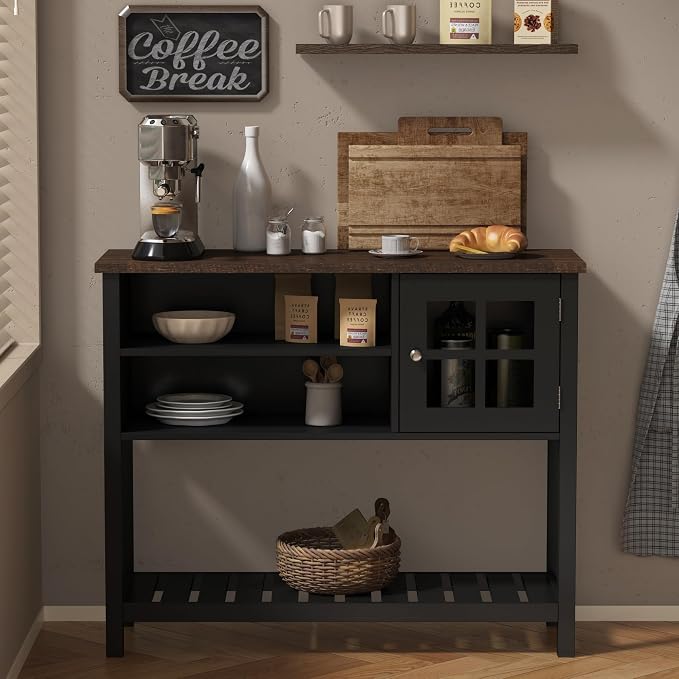 ChooChoo Farmhouse Coffee Bar Cabinet, Buffet Cabinet by ChooChoo