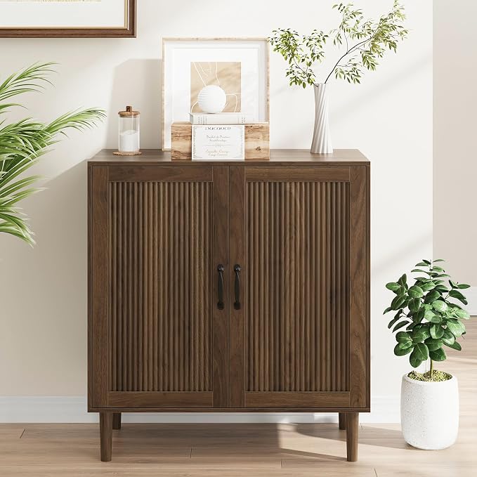 Kiasthome Buffet Cabinet with Wavy Fluted Doors, Sideboard Storage Cabinet with - Image 3