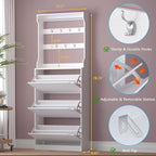 BORNOON Shoe Cabinet with 3 Flip Drawers & Coat Rack, Narrow Hidden Shoe - Image 2