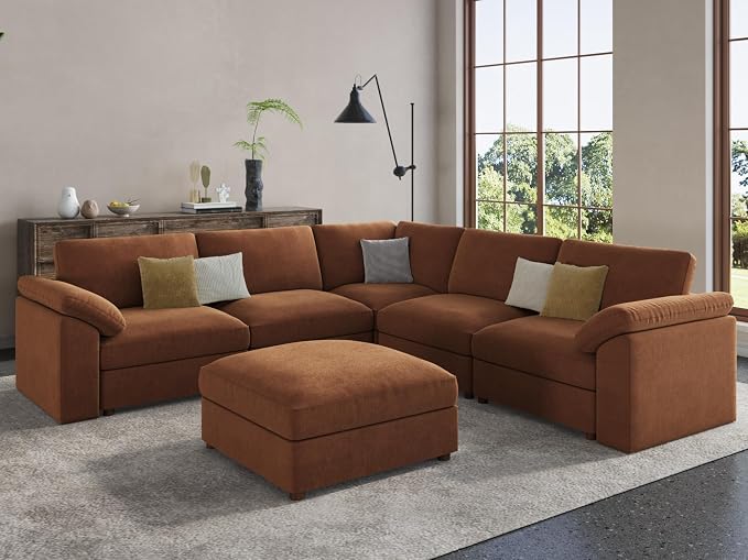 EASE MOOSE Sectional Modular Sofa, Luxury FSC Certified Chenille Comfty Deep - Image 5