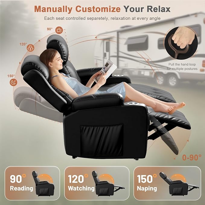 RV Loveseat Recliner Sofa, Massage Wall Hugger Reclining Couch - Image 7
