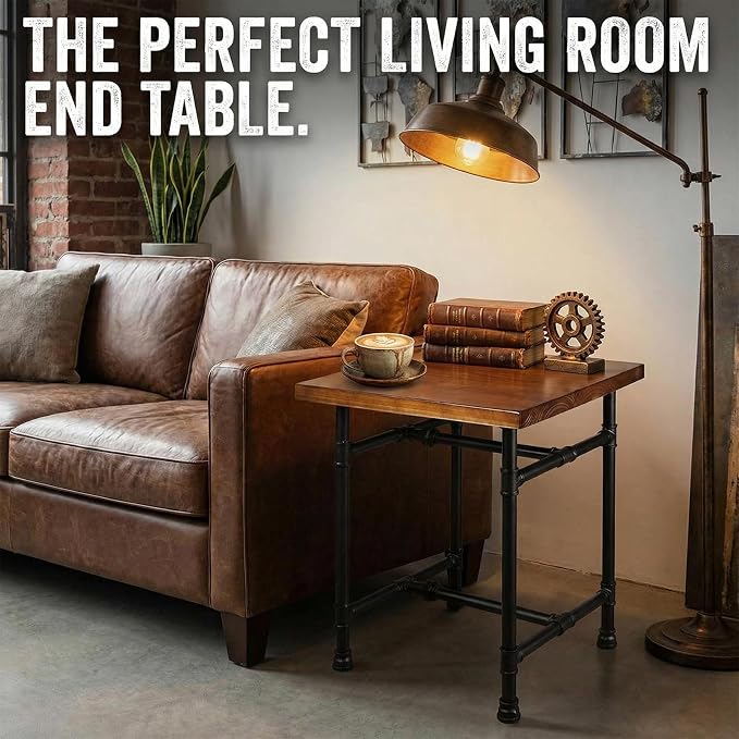 24 Inch Industrial Rustic Iron Pipe Entry Table, End Table, Coffee Table - Image 4