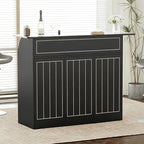 L-Shaped Home Bar Unit with Power Outlet, 4-Tier Corner Liquor Bar Cabinet with - Image 3