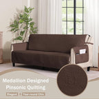 Soft Couch Cover with Pockets for Extra-Large Sofa, Medallion Quilted Design - Image 2